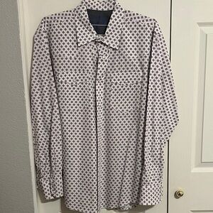 Wrangler White and Purple Patterned Casual Shirt